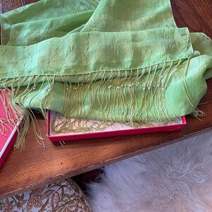 Beautiful Green Fringed Scarf